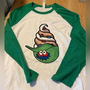 Green and White Raglan Shirt